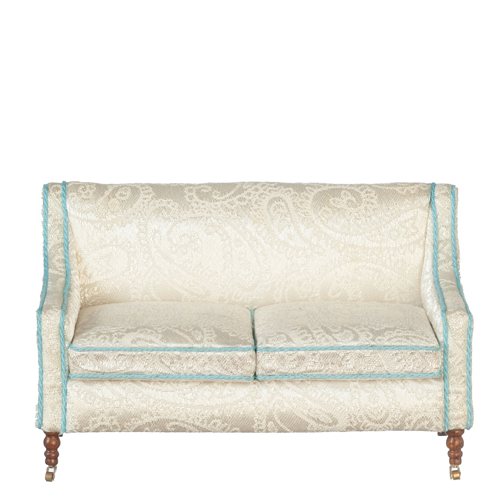 NEW From JBM Dollhouse Walnut Fauteil Sofa Blue Trim