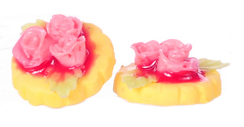 Dollhouse Miniature Lemon Cookie with Floral Candy 2 Piece by Falcon Miniatures