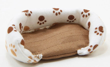 Dog Bed, Large, Paw Print With Brown Checker Print