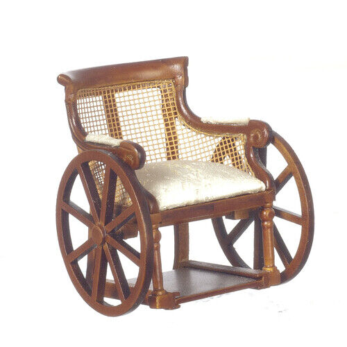 Platinum Collection- Dollhouse Miniature Victorian Wheelchair in Walnut