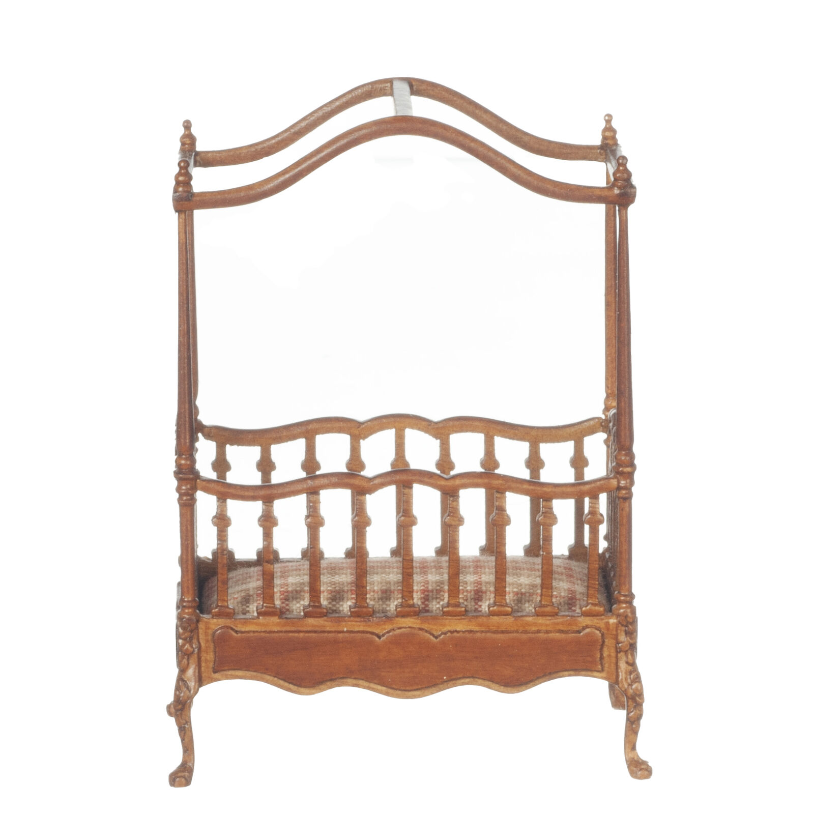 NEW From JBM-Dollhouse Miniature Canopy Crib in Walnut - 1:24 Scale