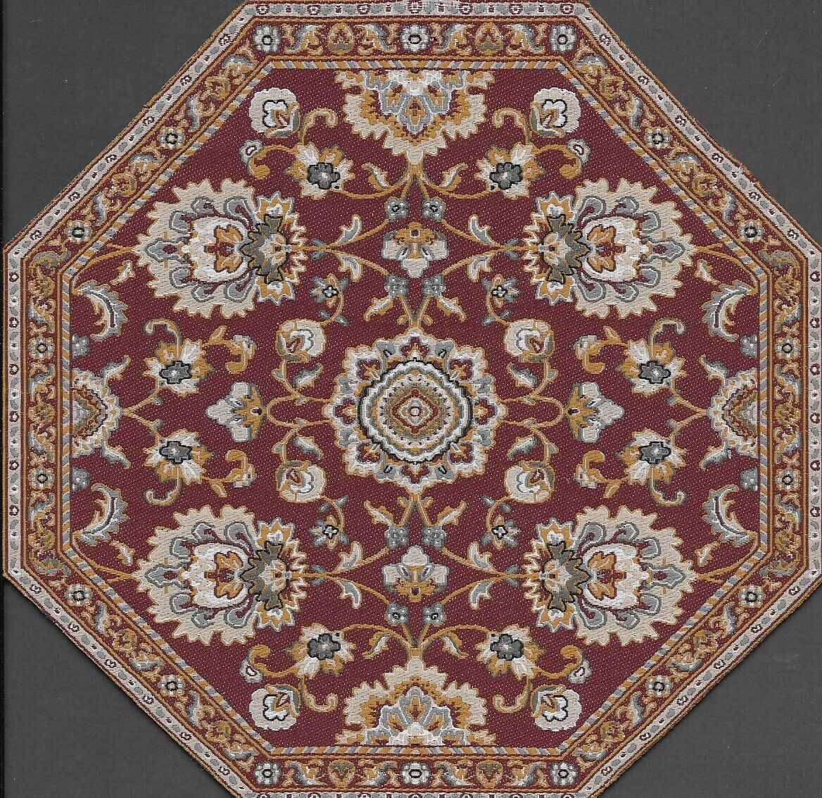 Dollhouse Miniature  Woven Turkish Rug Octagon 5-1/4" #SK10-03