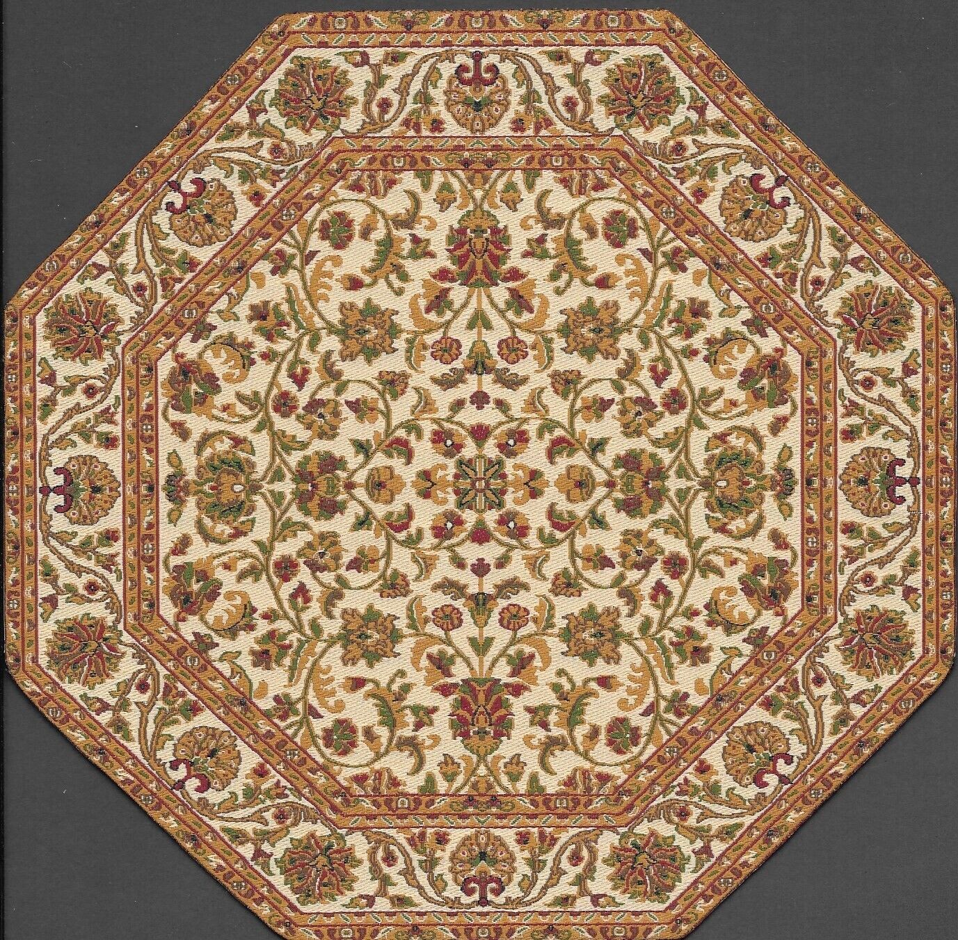 Dollhouse Miniature  Woven Turkish Rug Octagon 6-3/4" #SK09-01