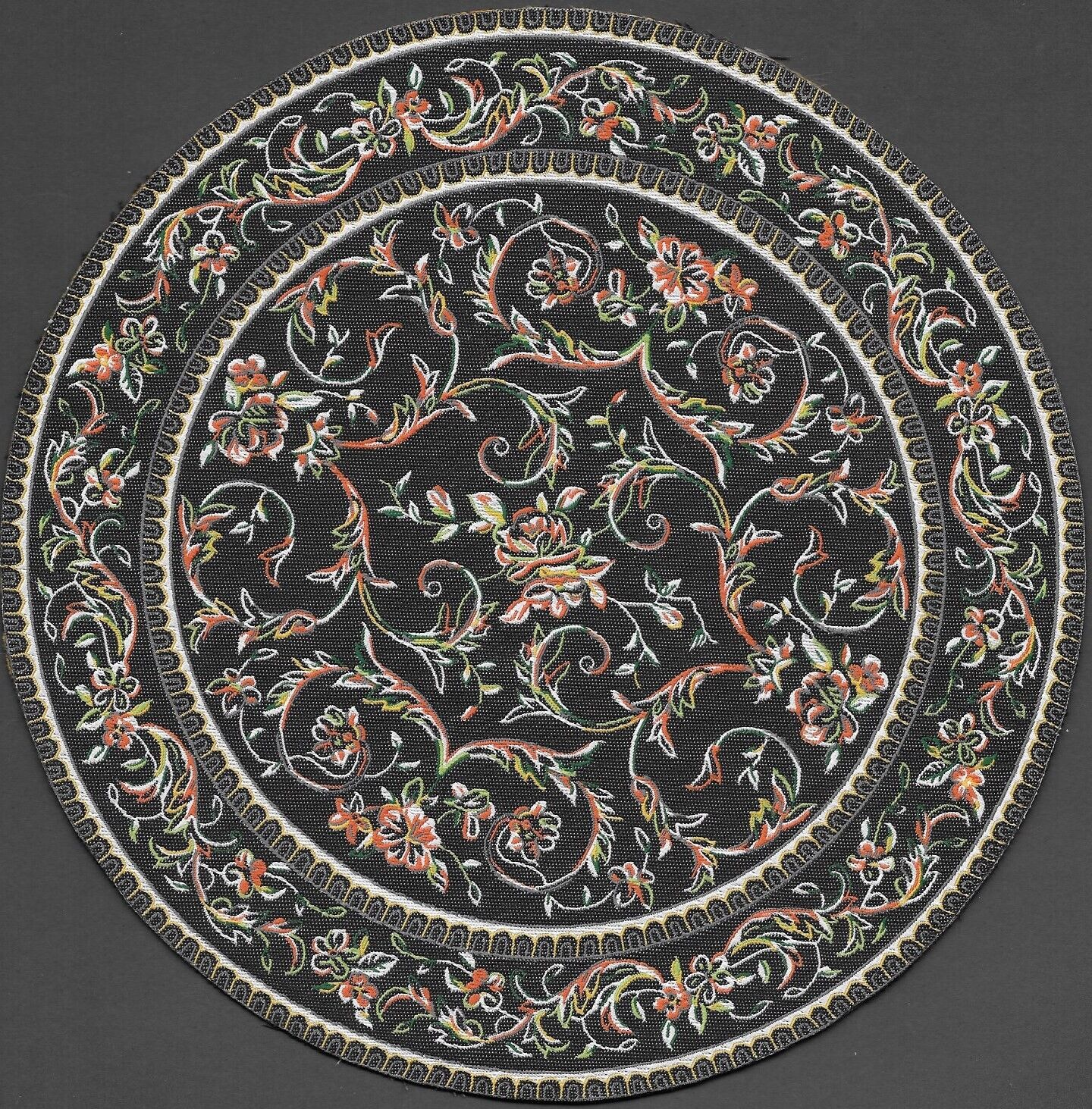 Dollhouse Miniature  Woven Turkish Rug 7" Round #SK075-04