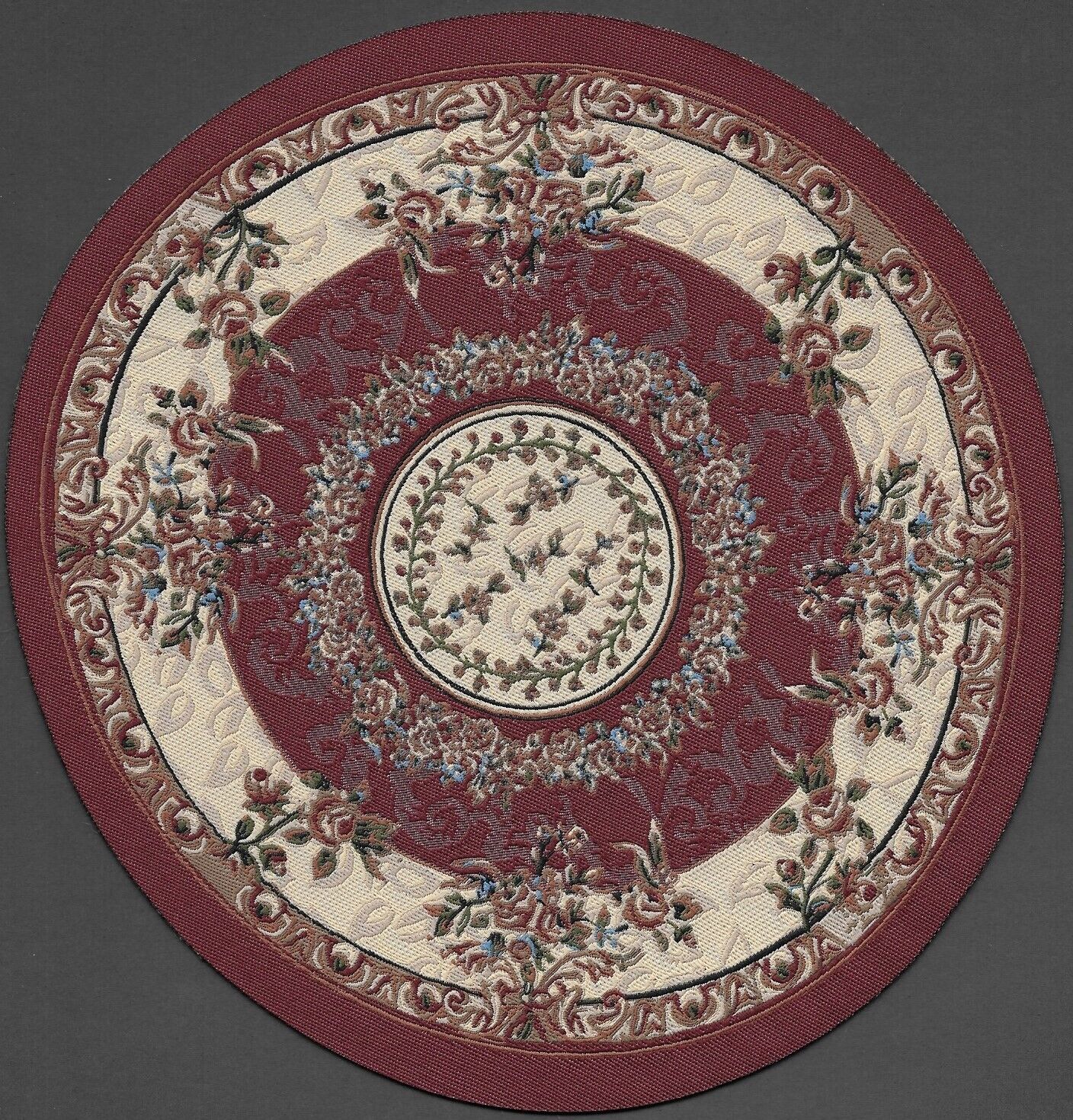 Dollhouse Miniature  Woven Turkish Rug 7" Round #SK04-05