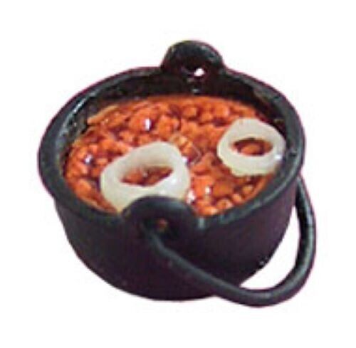 Dollhouse Miniature Baked Beans in Pot Handcrafted
