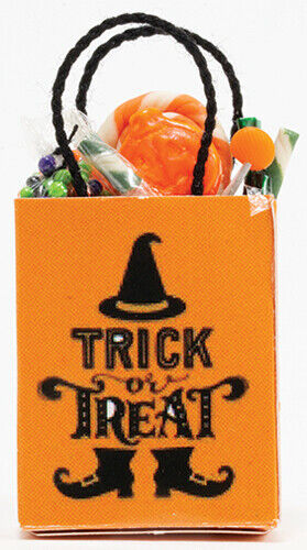 Dollhouse Miniature Halloween Trick or Treat Bag, Filled