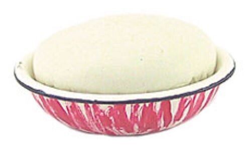 Dollhouse Miniature Bread Rising in Flow Red Bowl