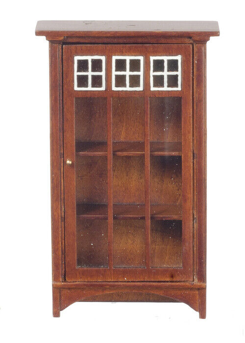 JBM  Dollhouse Miniature Mission Single Door Bookcase in Walnut