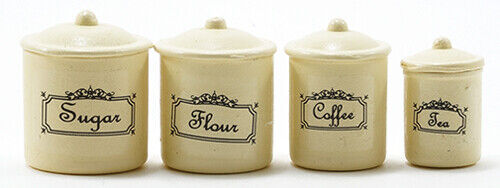 Dollhouse Miniature Canister Set of 4 in Ivory