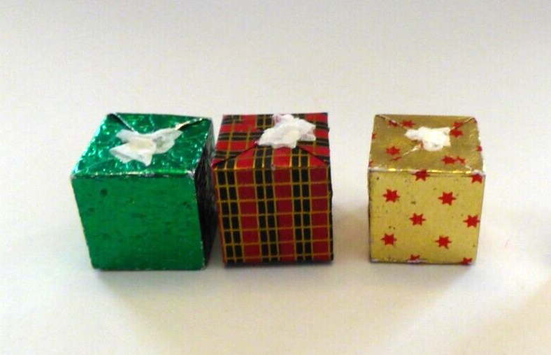 Dollhouse Miniature 3 Boxes of Holiday Tissues - Handcrafted