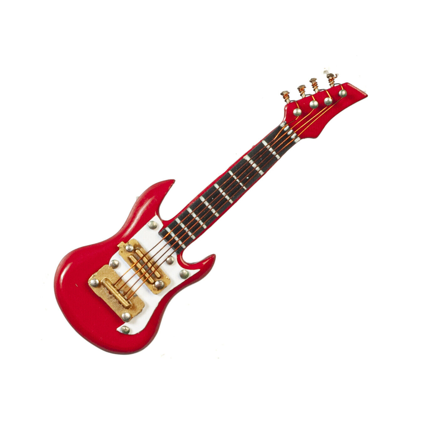Dollhouse Miniature 2.75 Inch Red Electric Guitar with Case