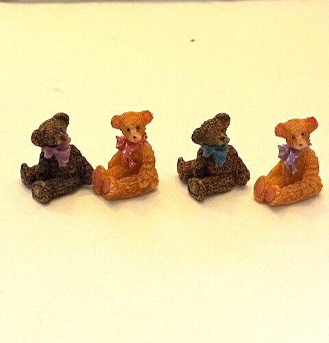 Dollhouse Miniature Set of 4 Teddy Bear Figurines by Jeanetta Kendall