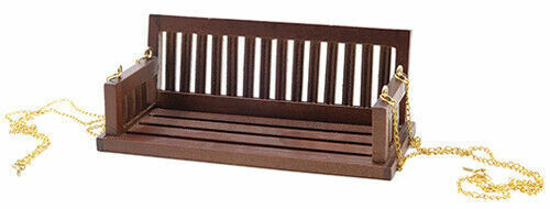 Dollhouse Miniature Porch Swing in Walnut