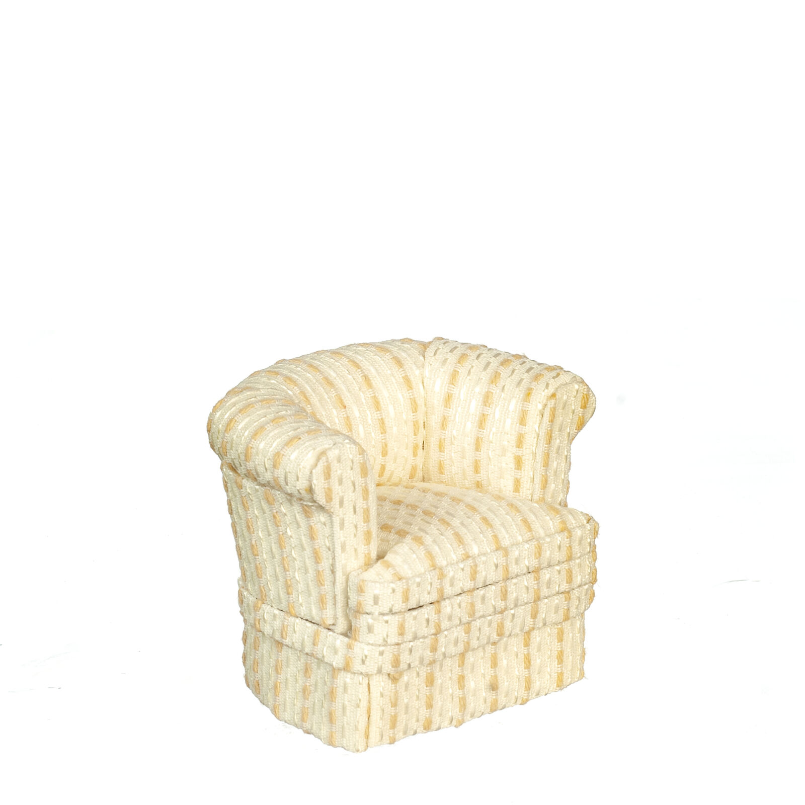 JBM Dollhouse Miniature Tub Armchair in Cream and Gold