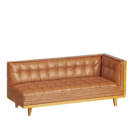 JBM Dollhouse Miniature Mid Century Sectional - Leather