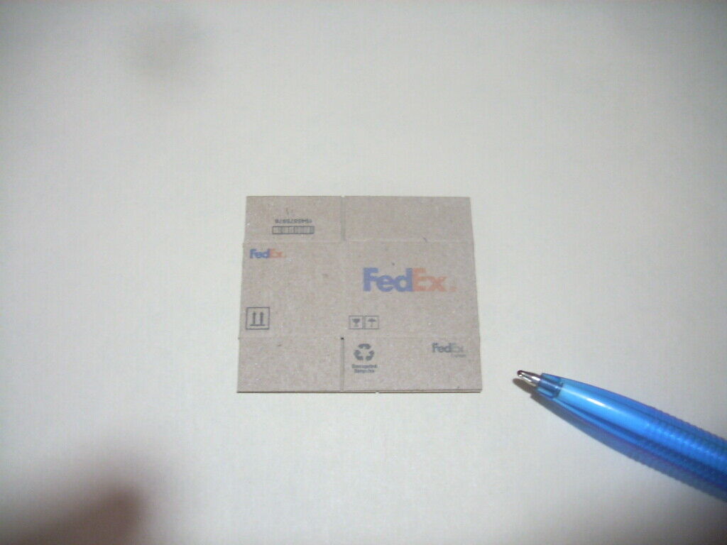 Dollhouse Miniature Brown FedEx Box (Sold Flat) - Handcrafted