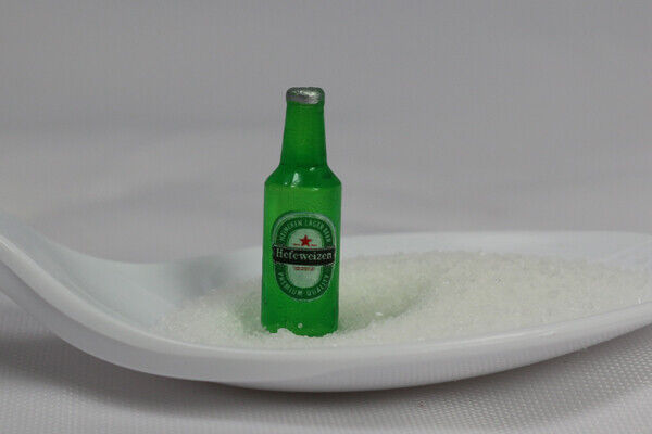 Dollhouse Miniature Hefeweizen Green Beer Bottle Handcrafted
