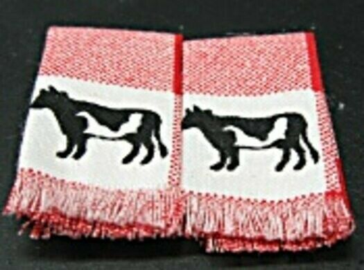 Dollhouse Miniature Cow Kitchen Towels Handcrafted