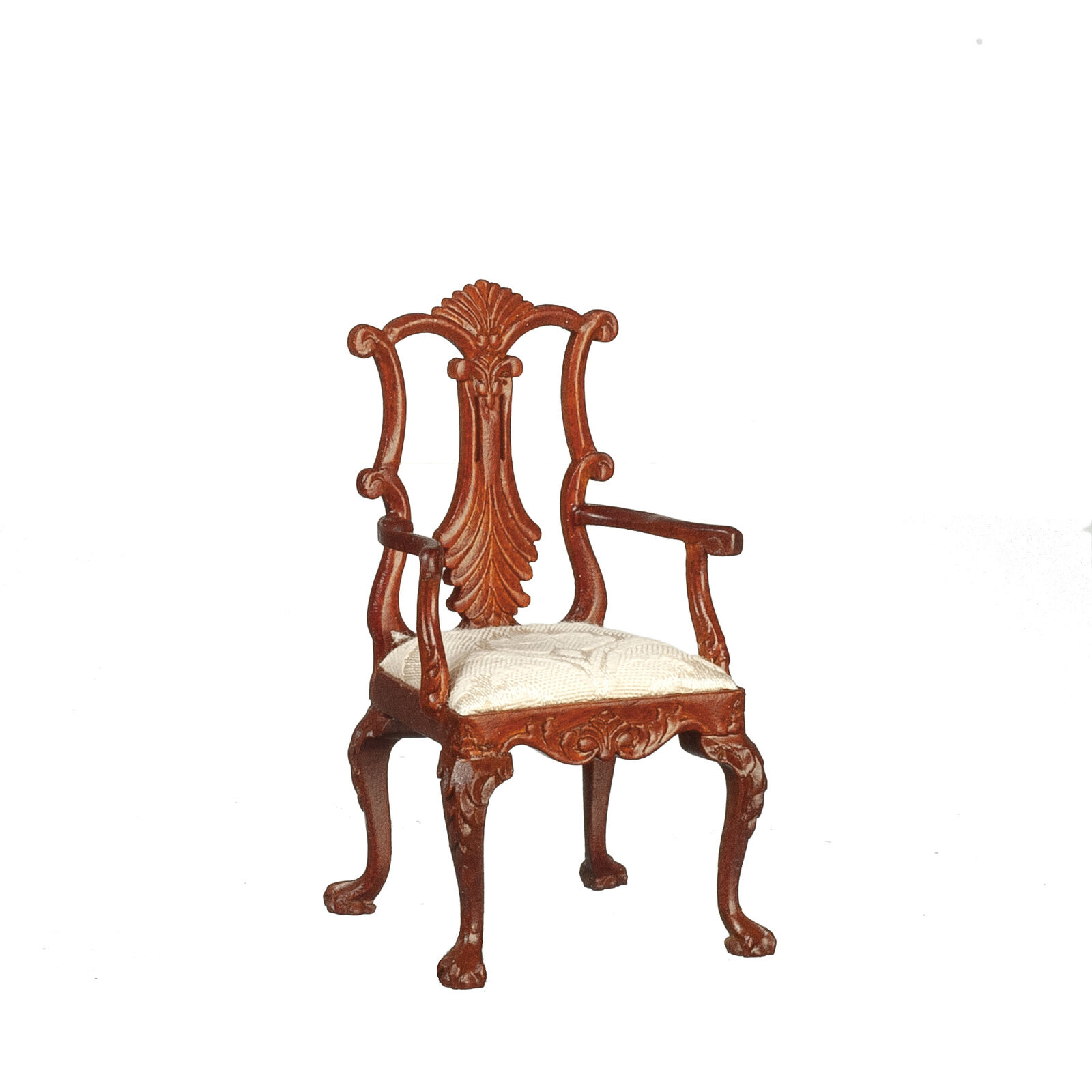 JBM Georgian Arm Chair in Walnut - Dollhouse Miniature