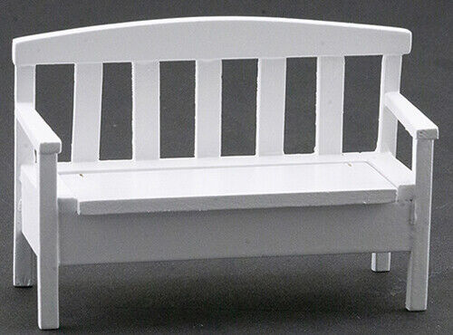 Dollhouse Miniature Garden Bench, White