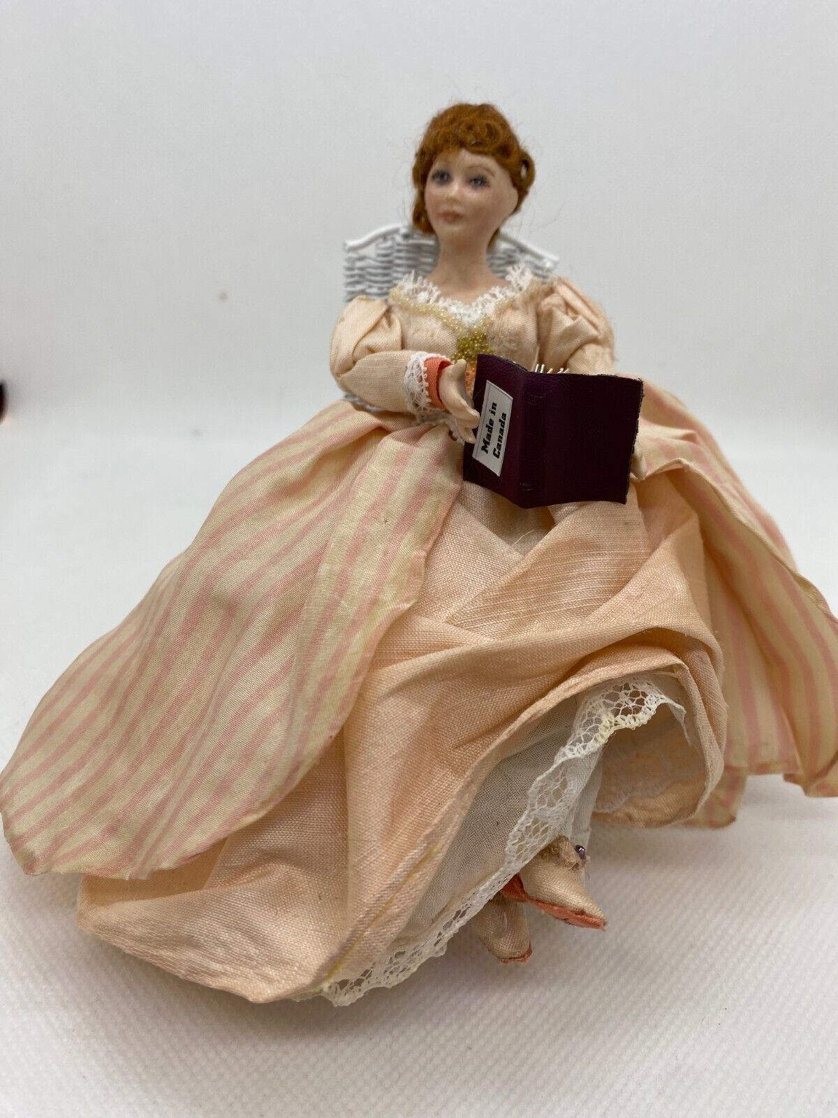 Dollhouse Miniature Handcrafted Doll Holding Book by Pat Jackson