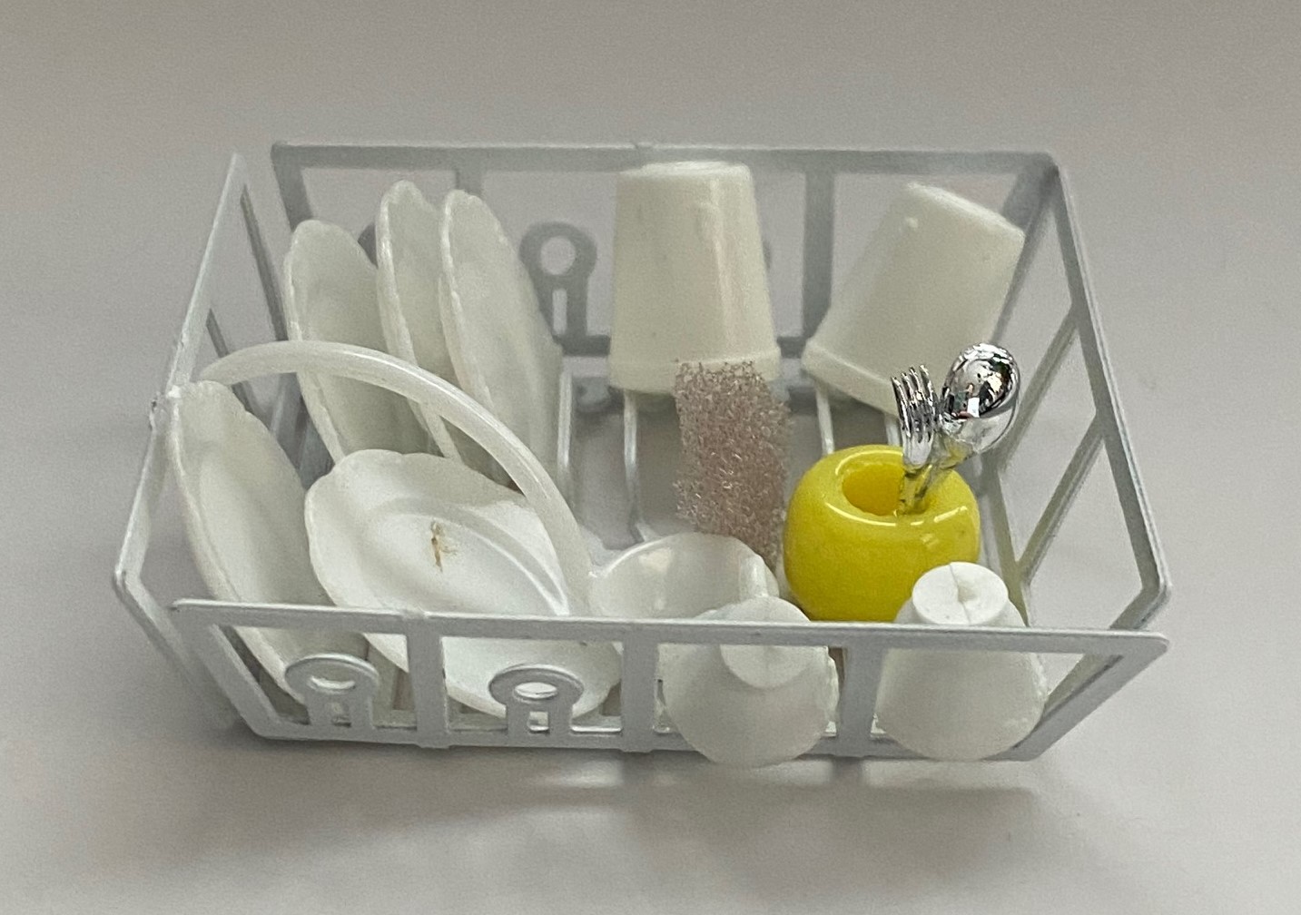 Dollhouse Miniature Filled Dish Drainer - Handcrafted