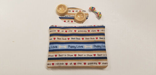 Dollhouse Miniature Dog Bed Set, Puppy Love, Handcrafted