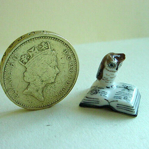 Dollhouse Miniature China Owl on Open Book - Ornament
