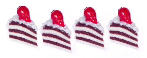 Dollhouse Miniature Chocolate Cake Slices by Falcon Miniatures - Set of 4