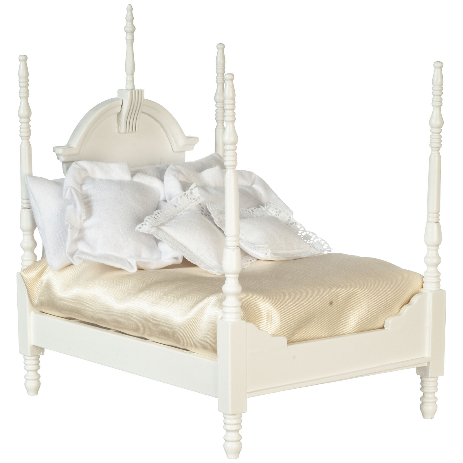 Dollhouse Miniature 4-Poster Bed White