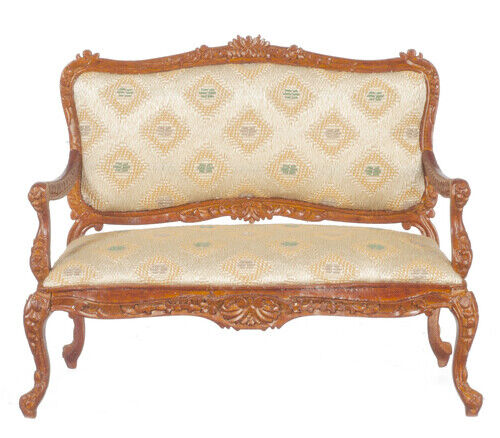 Dollhouse Miniature Louis XV Settee in Walnut by JBM