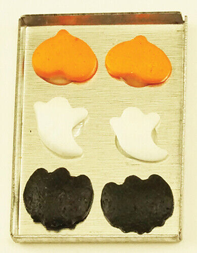 Dollhouse Miniature Halloween Cookies on Baking Tray