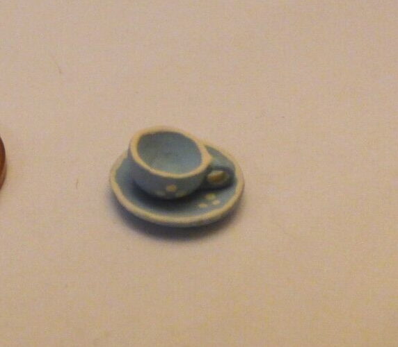 Dollhouse Miniature Blue China Cup and Saucer From Warwick Miniatures
