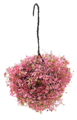 Hanging Basket: Pink Fuchsia, Large, for Dollhouse