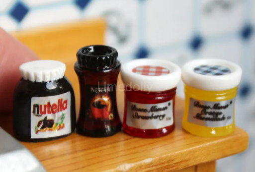 Dollhouse Miniature Nut Butter and Preserves Set