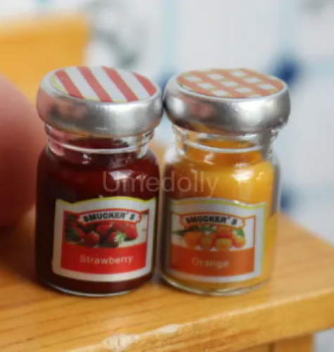 Dollhouse Miniature Set of 2 Jars of Fruit Preserve