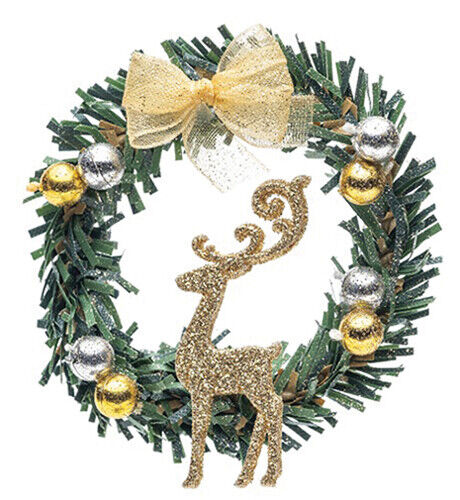 Dollhouse Miniature Reindeer Wreath