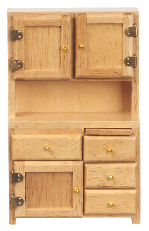 Dollhouse Miniature Kitchen Hutch in Oak
