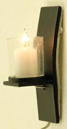 Dollhouse Miniature Modern Wall Sconce in Black, 12 Volt