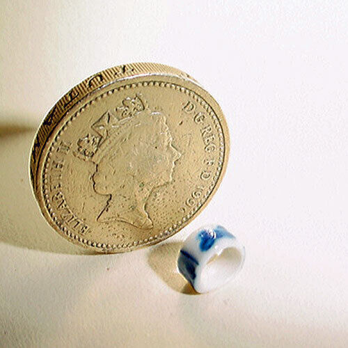 Dollhouse Miniature Blue and White China Napkin Rings