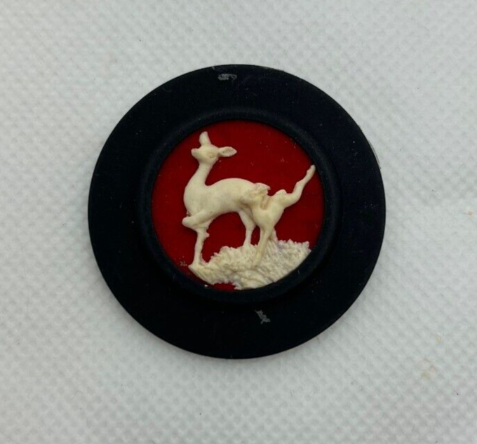 Dollhouse Miniature Deer on Framed Red Velvet, Handcrafted