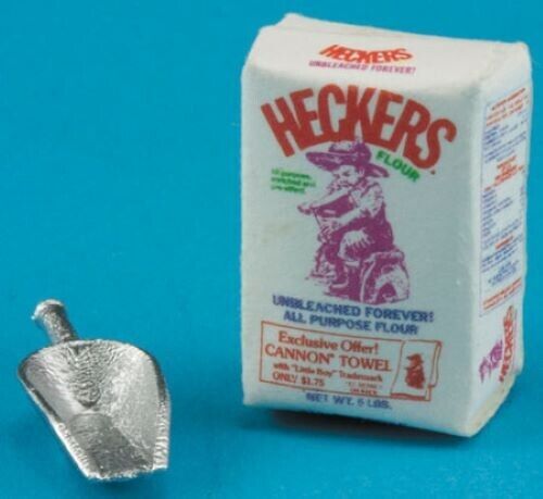 Dollhouse Miniature Bag of Flour with Scoop  - Handcrafted
