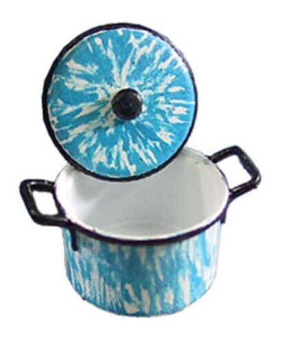 Dollhouse Miniature Pot with Lid, Flow Blue