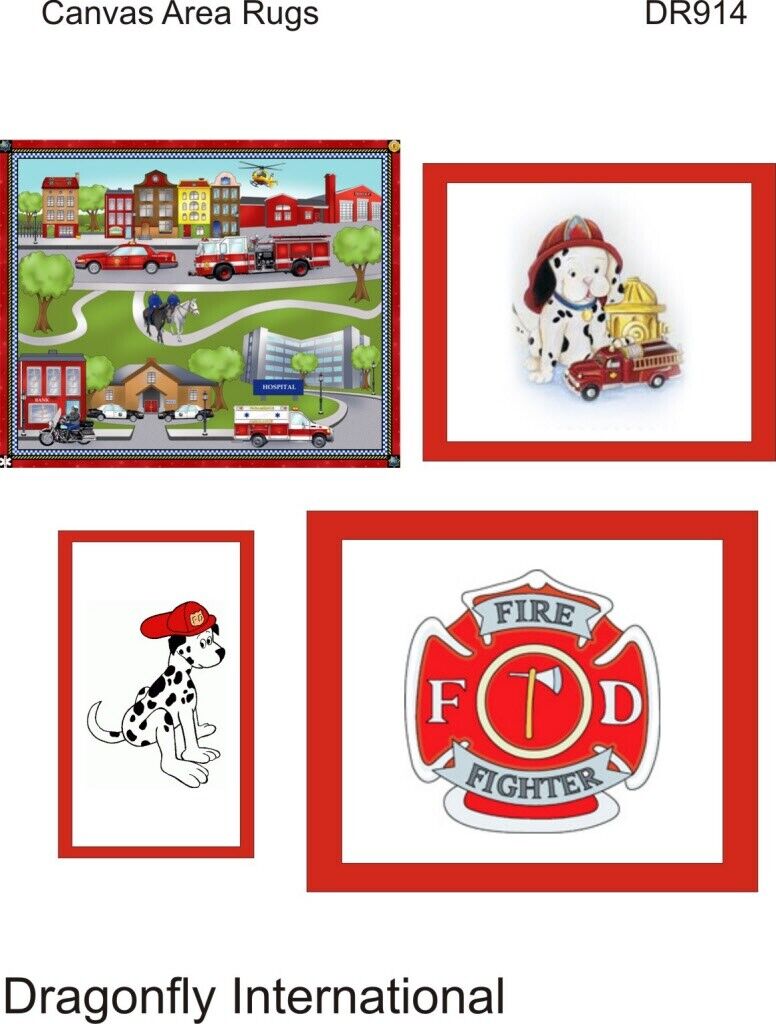 Dollhouse Miniature Kit: Boy's Fireman Canvas Area Rugs