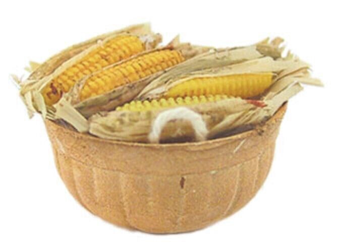 Dollhouse Miniature Basket of Corn Handcrafted