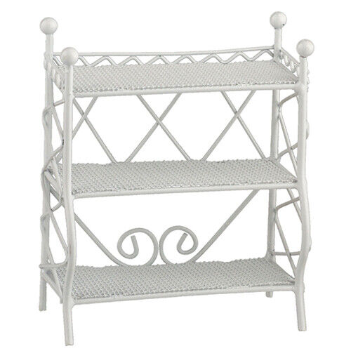 Dollhouse Miniature 3-Shelf Unit White Wire