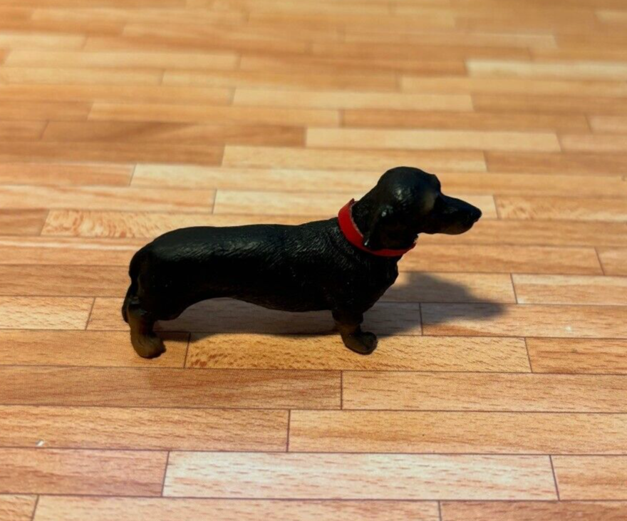 Dollhouse Miniature Black Miniature Dachshund by Heidi Ott