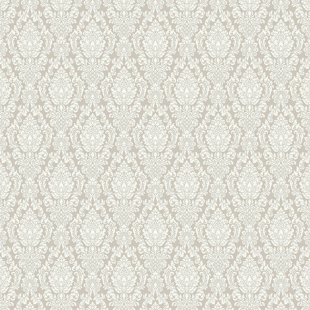 Bradbury and Bradbury Dollhouse Wallpaper - Vintage Hampshire Damask (Gray)