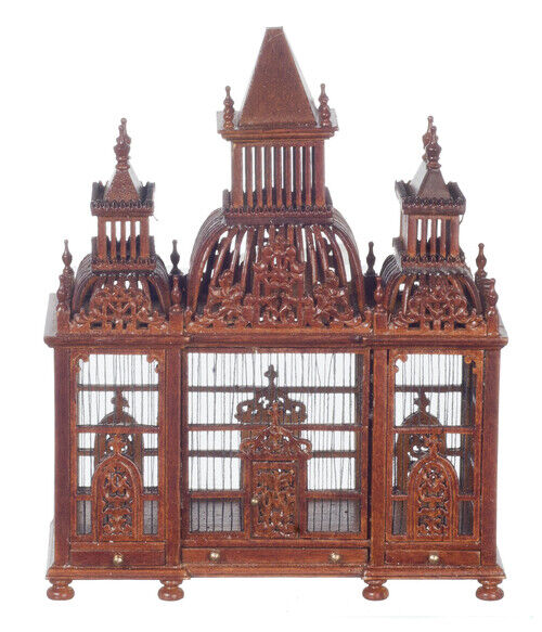 Dollhouse Miniature Victorian Birdcage with Birds by JBM